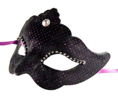 Masque Colombine à Pointe Noir et Violet – Artisanat Authentique de Venise
