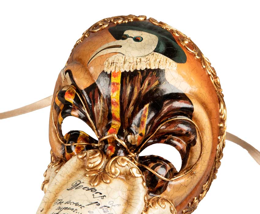 Masque Docteur de la Peste de Collection Orange – Artisanat Authentique de Venise