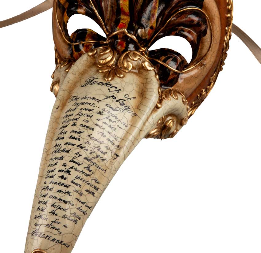 Masque Docteur de la Peste de Collection Orange – Artisanat Authentique de Venise