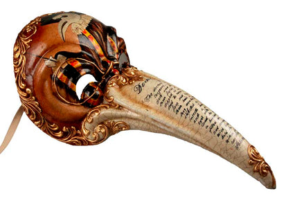 Masque Docteur de la Peste de Collection Orange – Artisanat Authentique de Venise