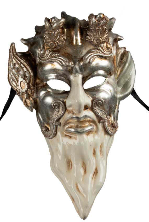 Masque Diable Argenté de Venise – Artisanat Éthnique et Pièce Décorative