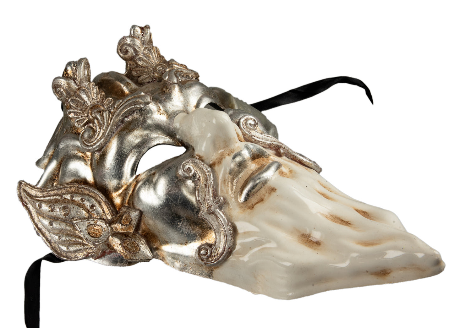 Masque Diable Argenté de Venise – Artisanat Éthnique et Pièce Décorative
