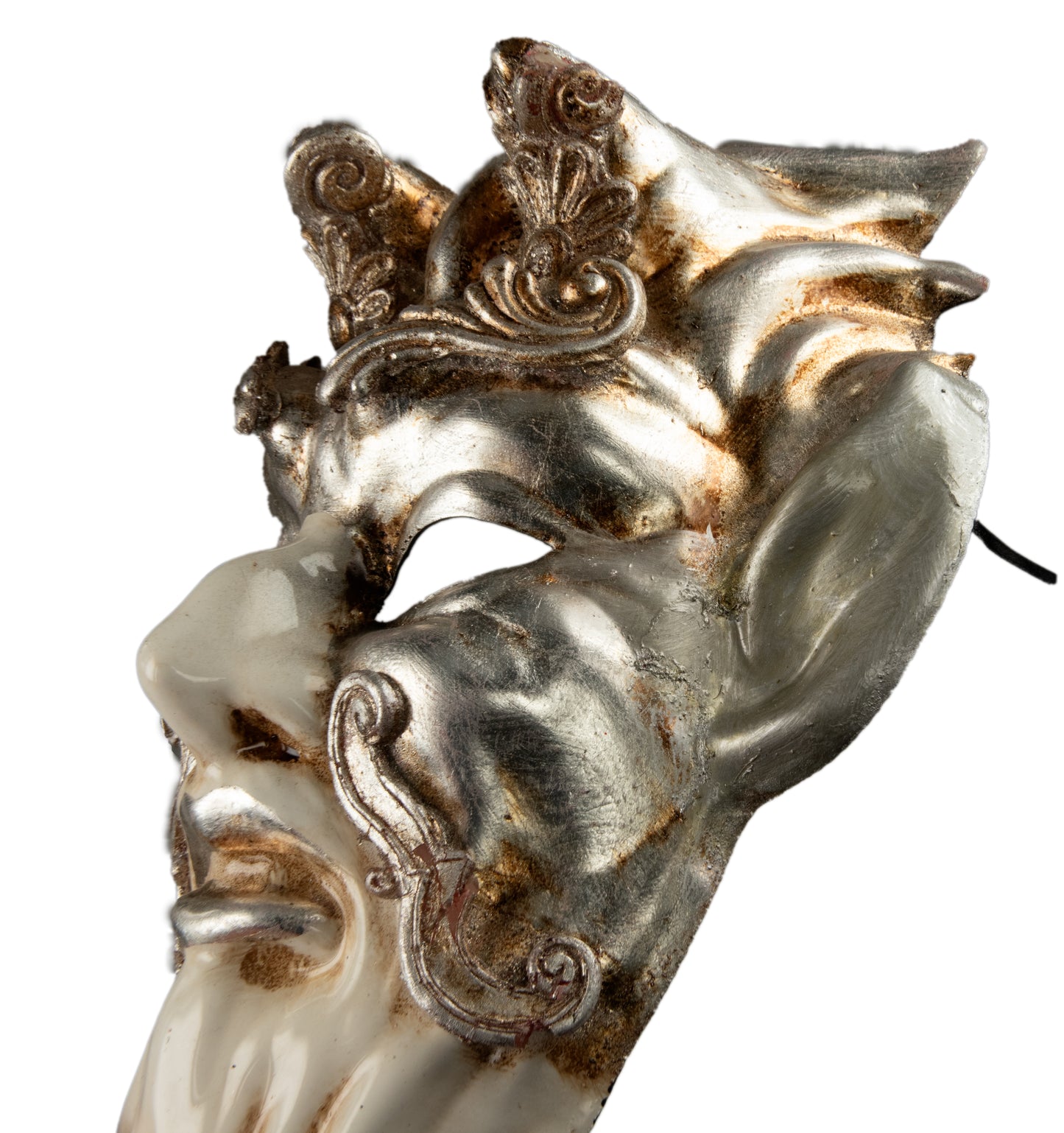 Masque Diable Argenté de Venise – Artisanat Éthnique et Pièce Décorative