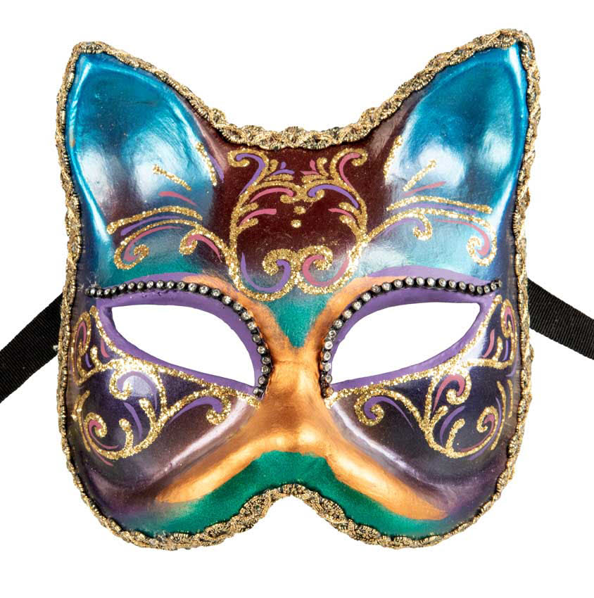 Masque Chat Gatto Multicolore – Artisanat Authentique de Venise