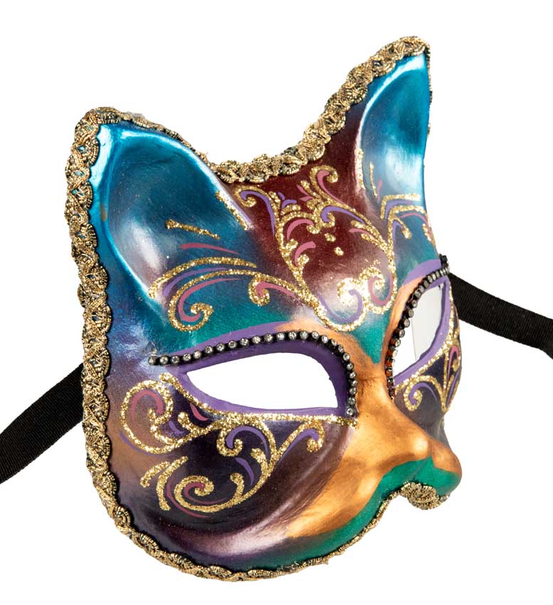 Masque Chat Gatto Multicolore – Artisanat Authentique de Venise