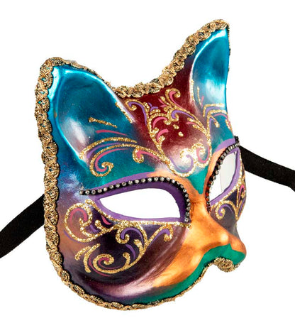 Masque Chat Gatto Multicolore – Artisanat Authentique de Venise