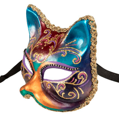 Masque Chat Gatto Multicolore – Artisanat Authentique de Venise