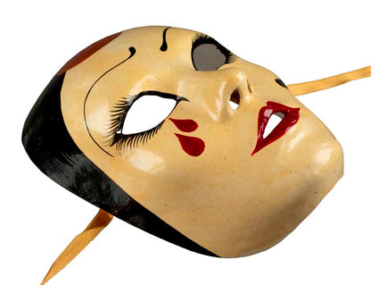 Masque Pierrot en Papier Mâché – Artisanat Authentique de Venise – Artiste Manuela 2007