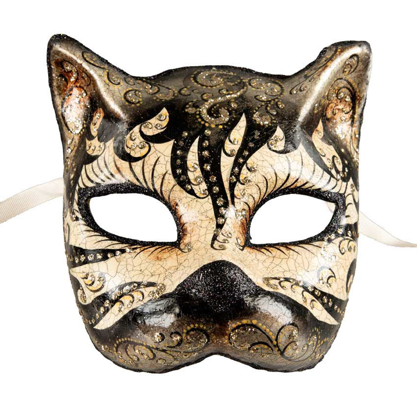 Masque de Venise Chat Gatto Inspiration Zèbre – Artisanat Authentique de Venise
