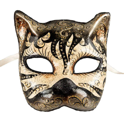Masque de Venise Chat Gatto Inspiration Zèbre – Artisanat Authentique de Venise