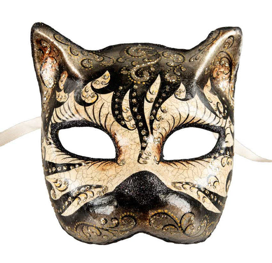 Masque de Venise Chat Gatto Inspiration Zèbre – Artisanat Authentique de Venise