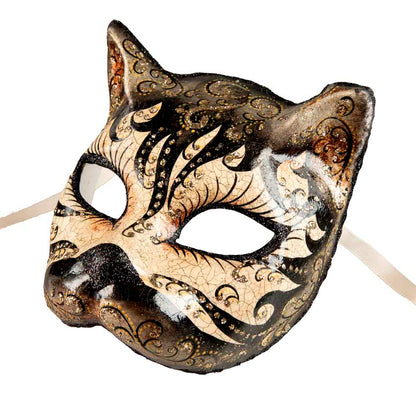 Masque de Venise Chat Gatto Inspiration Zèbre – Artisanat Authentique de Venise