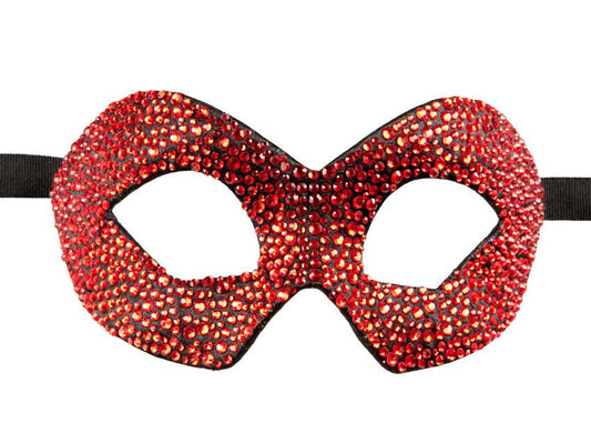 Masque Colombine Strass Cristal Noir et Rouge – Artisanat Authentique de Venise