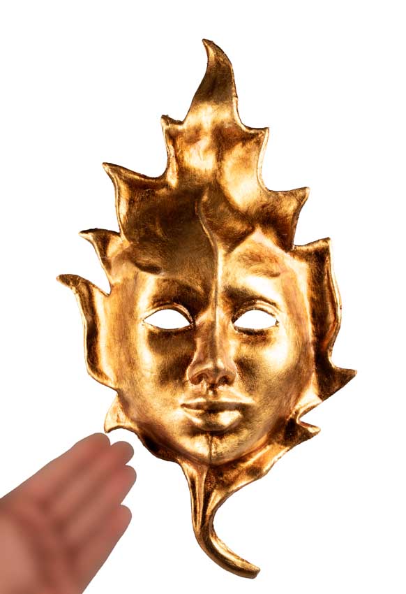 Masque Visage sur Feuille Dorée – Artisanat Authentique de Venise