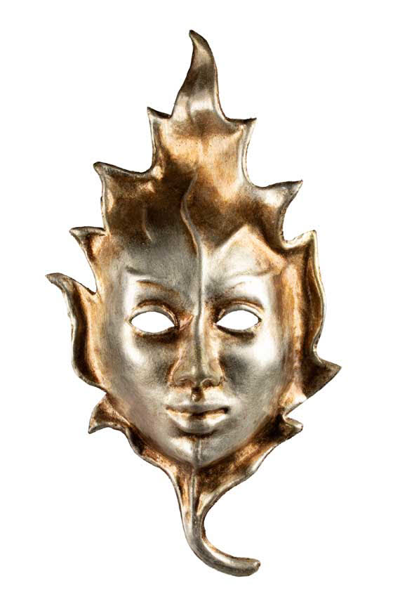 Masque Visage sur Feuille Argentée – Artisanat Authentique de Venise