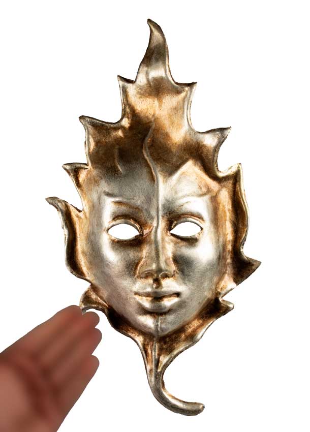 Masque Visage sur Feuille Argentée – Artisanat Authentique de Venise