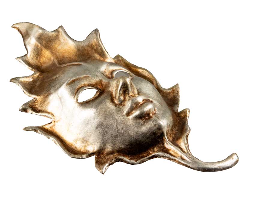 Masque Visage sur Feuille Argentée – Artisanat Authentique de Venise