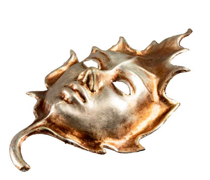 Masque Visage sur Feuille Argentée – Artisanat Authentique de Venise