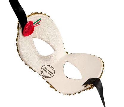 Masque Colombine Bleu et Doré – Artisanat Authentique de Venise