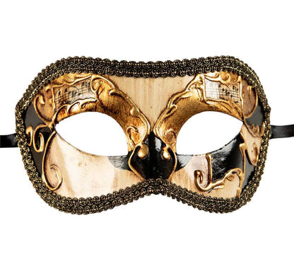 Masque Colombine Noir et Doré – Élégance Mystérieuse du Carnaval de Venise