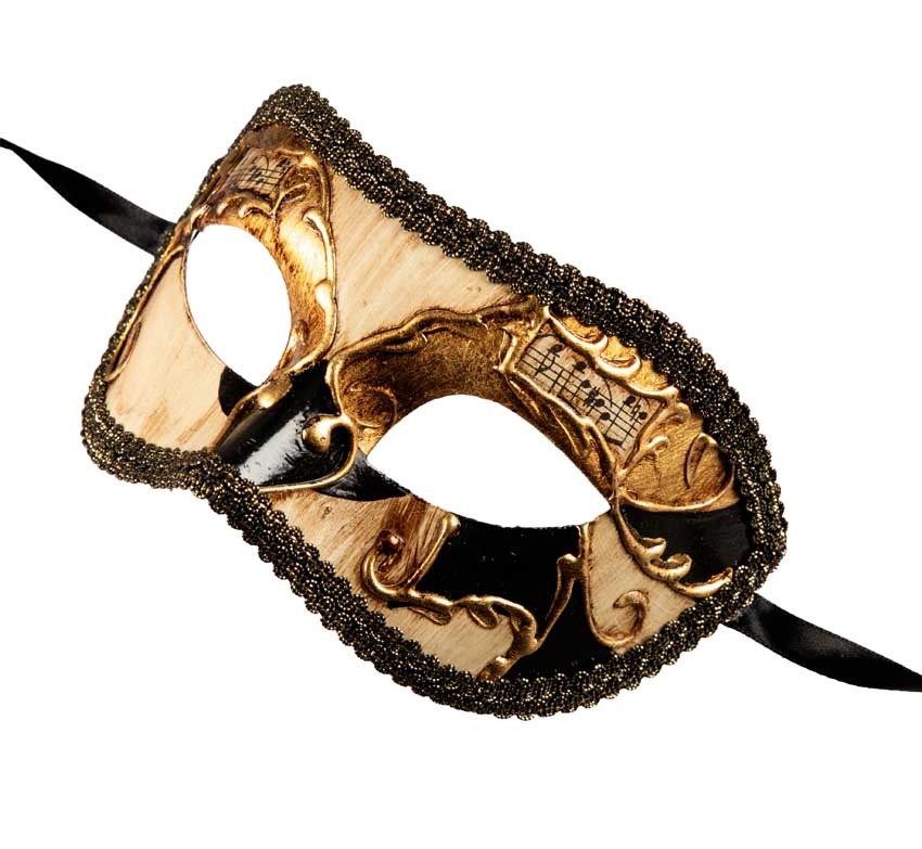 Masque Colombine Noir et Doré – Élégance Mystérieuse du Carnaval de Venise
