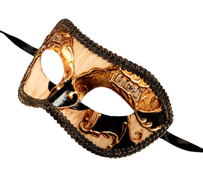 Masque Colombine Noir et Doré – Élégance Mystérieuse du Carnaval de Venise