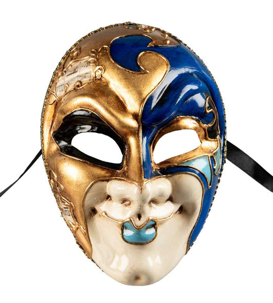 Masque Joker Bleu et Doré de Venise – Artisanat Authentique de Venise