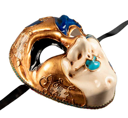 Masque Joker Bleu et Doré de Venise – Artisanat Authentique de Venise