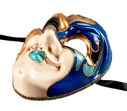 Masque Joker Bleu et Doré de Venise – Artisanat Authentique de Venise