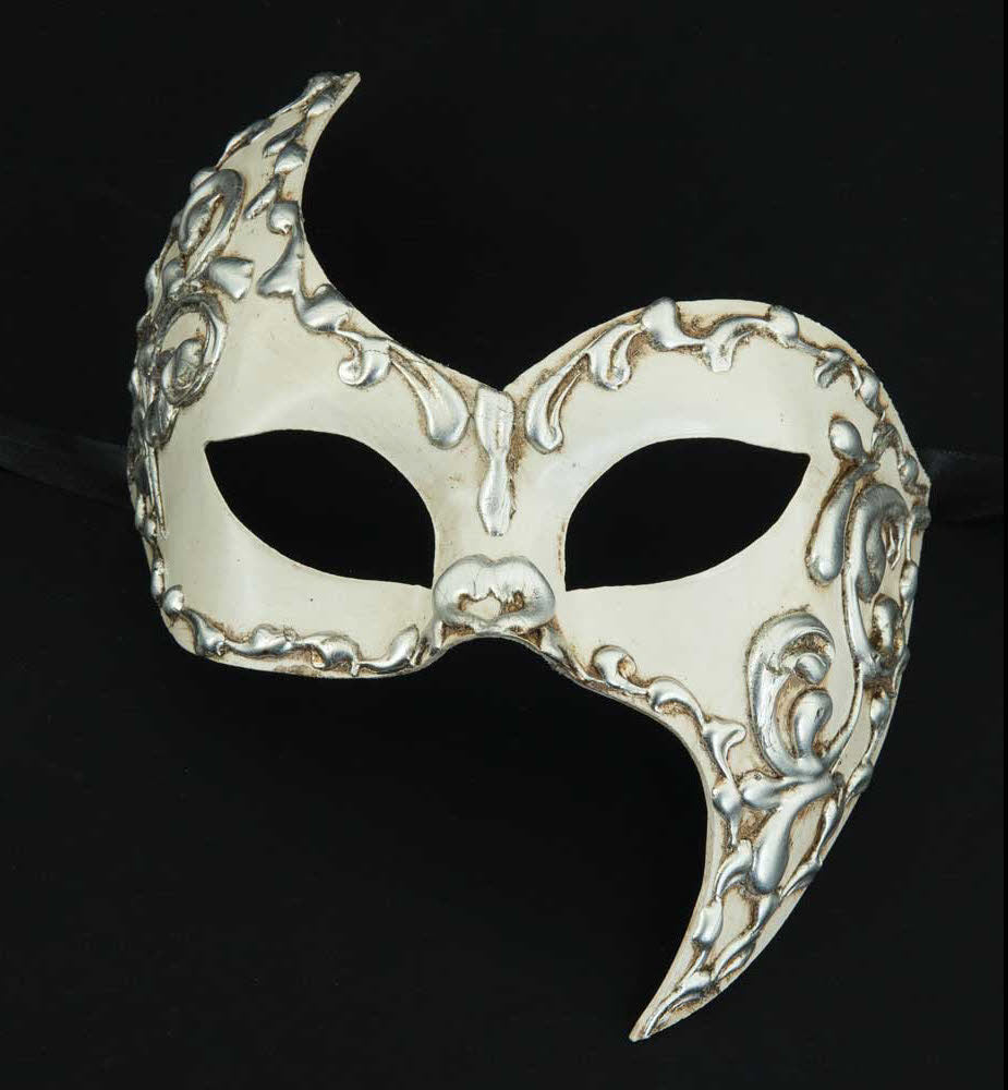 Masque Fantasme Écru et Argenté – Artisanat Authentique de Venise