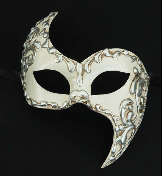 Masque Fantasme Écru et Argenté – Artisanat Authentique de Venise