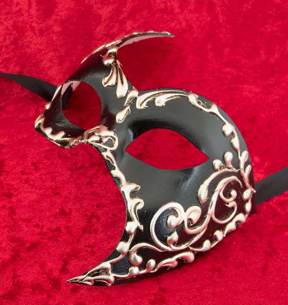 Masque Fantasme Noir et Argenté – Artisanat Authentique de Venise
