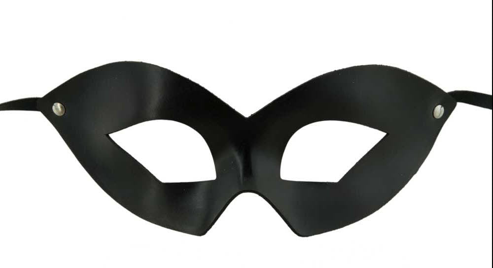 Masque Loup Vénitien Colombine Fellini en Cuir Noir – Artisanat Authentique de Venise