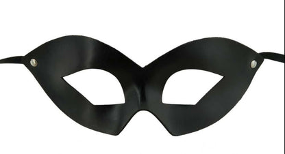 Masque Loup Vénitien Colombine Fellini en Cuir Noir – Artisanat Authentique de Venise