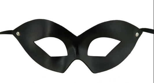 Masque Loup Vénitien Colombine Fellini en Cuir Noir – Artisanat Authentique de Venise