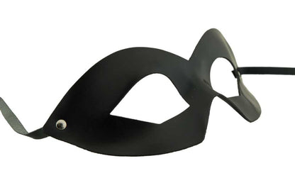 Masque Loup Vénitien Colombine Fellini en Cuir Noir – Artisanat Authentique de Venise