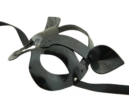 Masque Coquin Chat de Boudoir Noir Pailleté – Artisanat Authentique de Venise