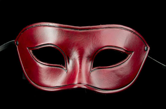 Masque Colombine en Cuir Rouge Bordeaux – Artisanat Authentique de Venise