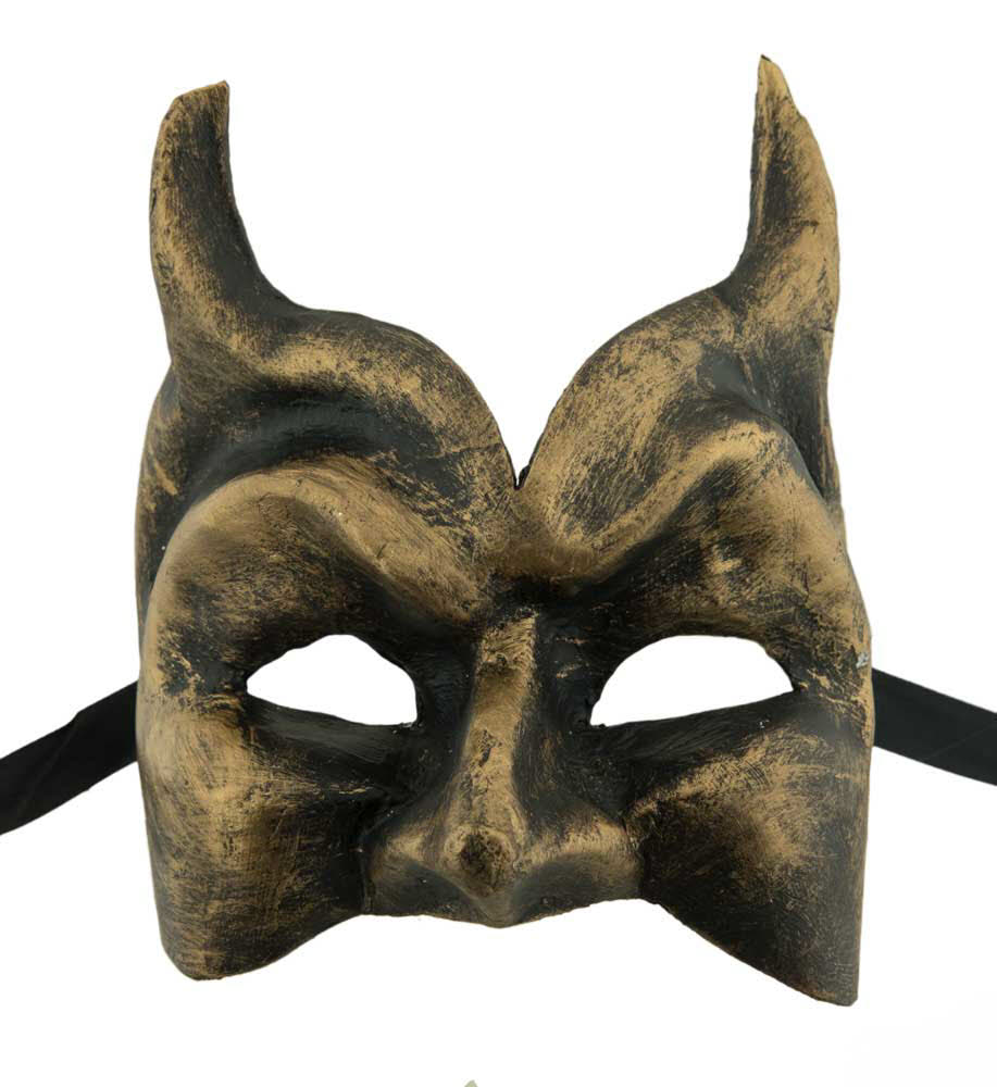 Masque Vénitien Diavolo Bronze Antique – Artisanat Authentique de Venise