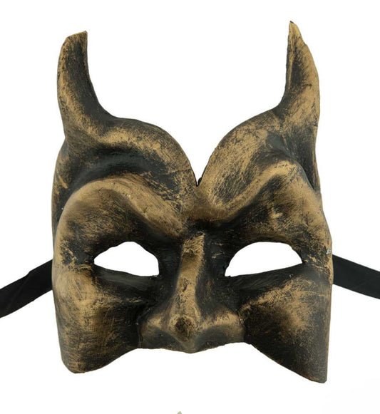 Masque Vénitien Diavolo Bronze Antique – Artisanat Authentique de Venise