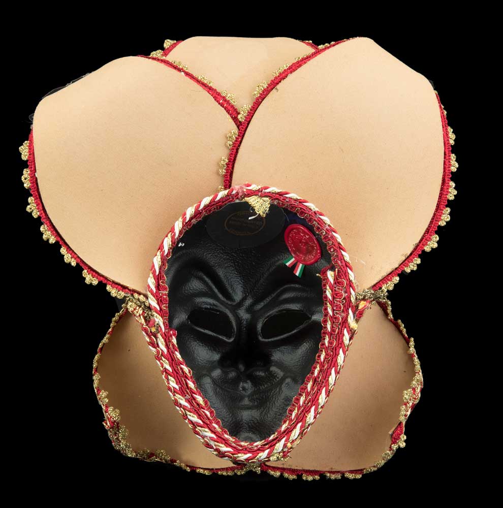 Masque Miniature Jolly Joker Doré Rouge « Impératrice et Tempérance » – Artisanat Authentique de Venise