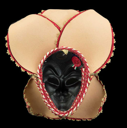 Masque Miniature Jolly Joker Doré Rouge « Impératrice et Tempérance » – Artisanat Authentique de Venise