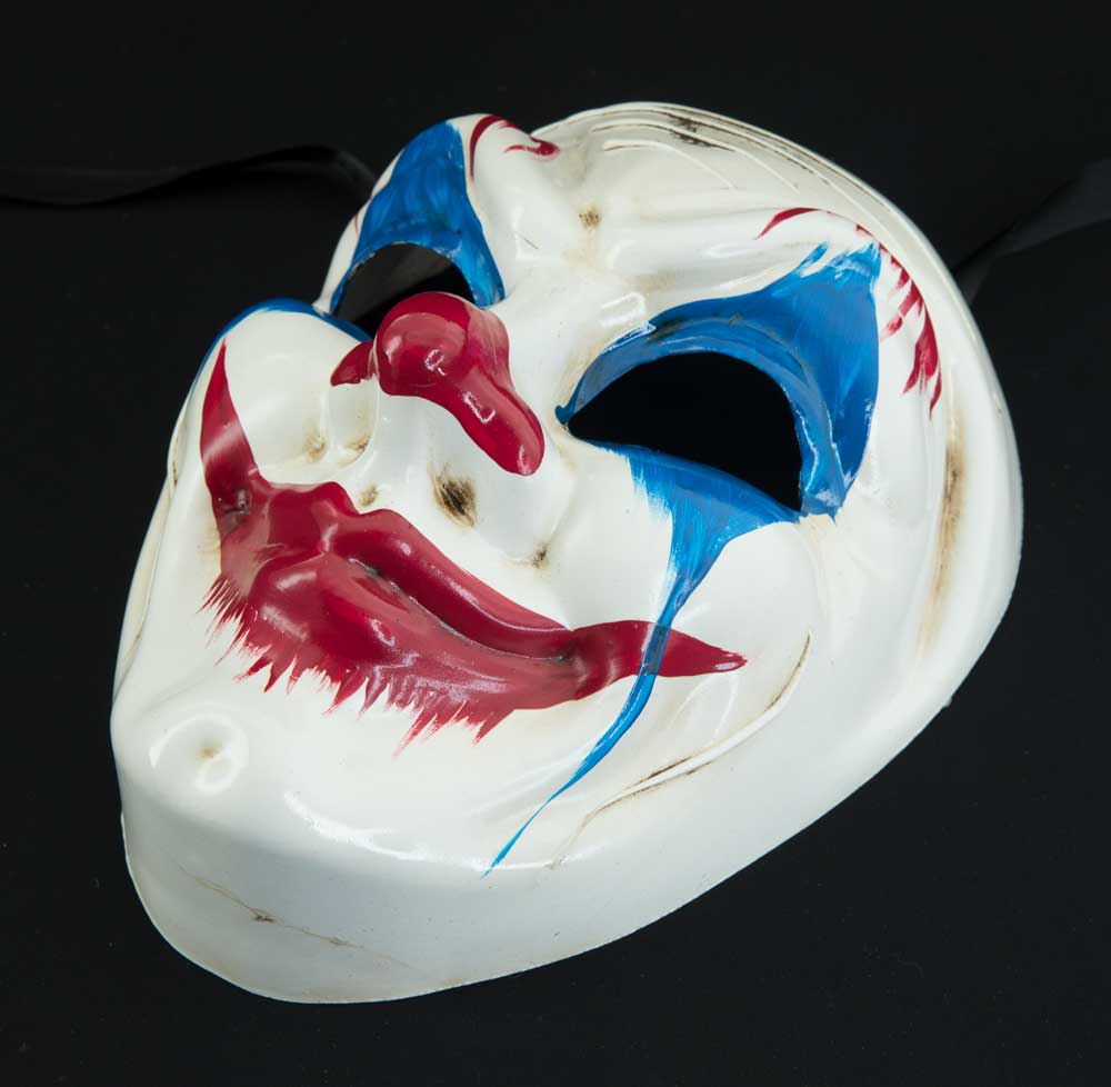 Masque Joker Blanc Bleu et Rouge – Artisanat Authentique de Venise