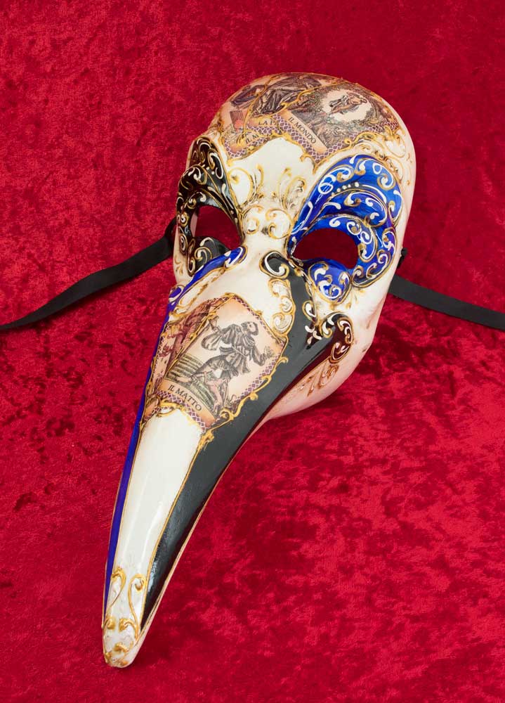 Masque Docteur de la Peste Tarot Bleu – Artisanat Authentique de Venise