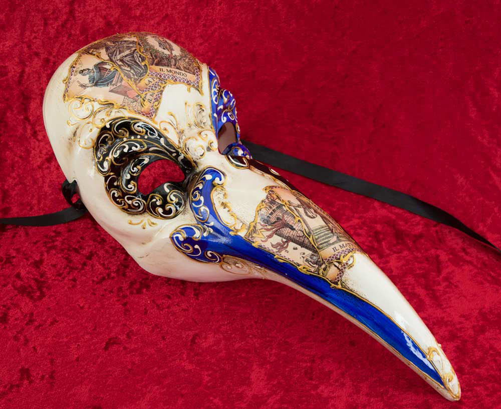 Masque Docteur de la Peste Tarot Bleu – Artisanat Authentique de Venise