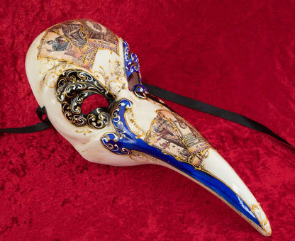 Masque Docteur de la Peste Tarot Bleu – Artisanat Authentique de Venise