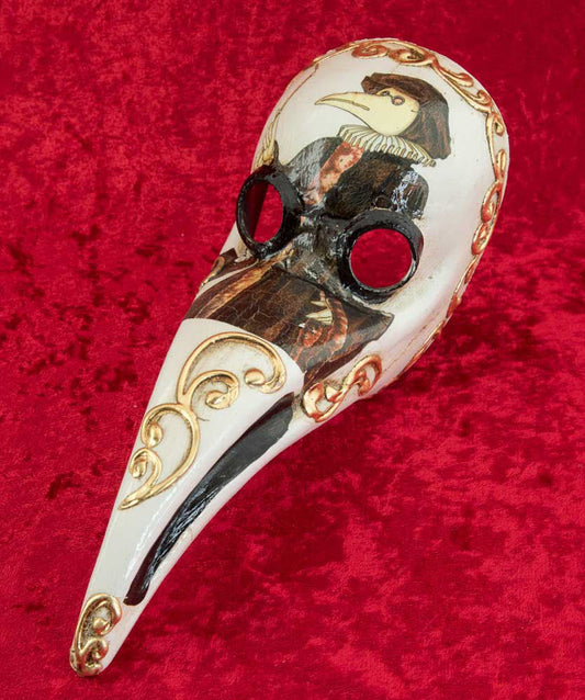 Masque Miniature Docteur de la Peste Doré à la Feuille d’Or – Artisanat Authentique de Venise