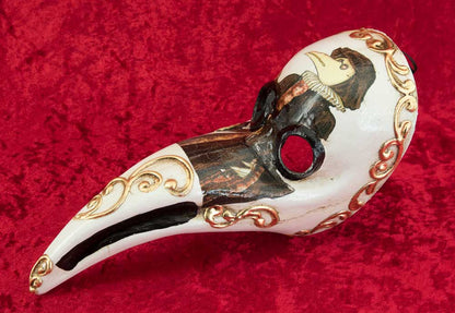 Masque Miniature Docteur de la Peste Doré à la Feuille d’Or – Artisanat Authentique de Venise