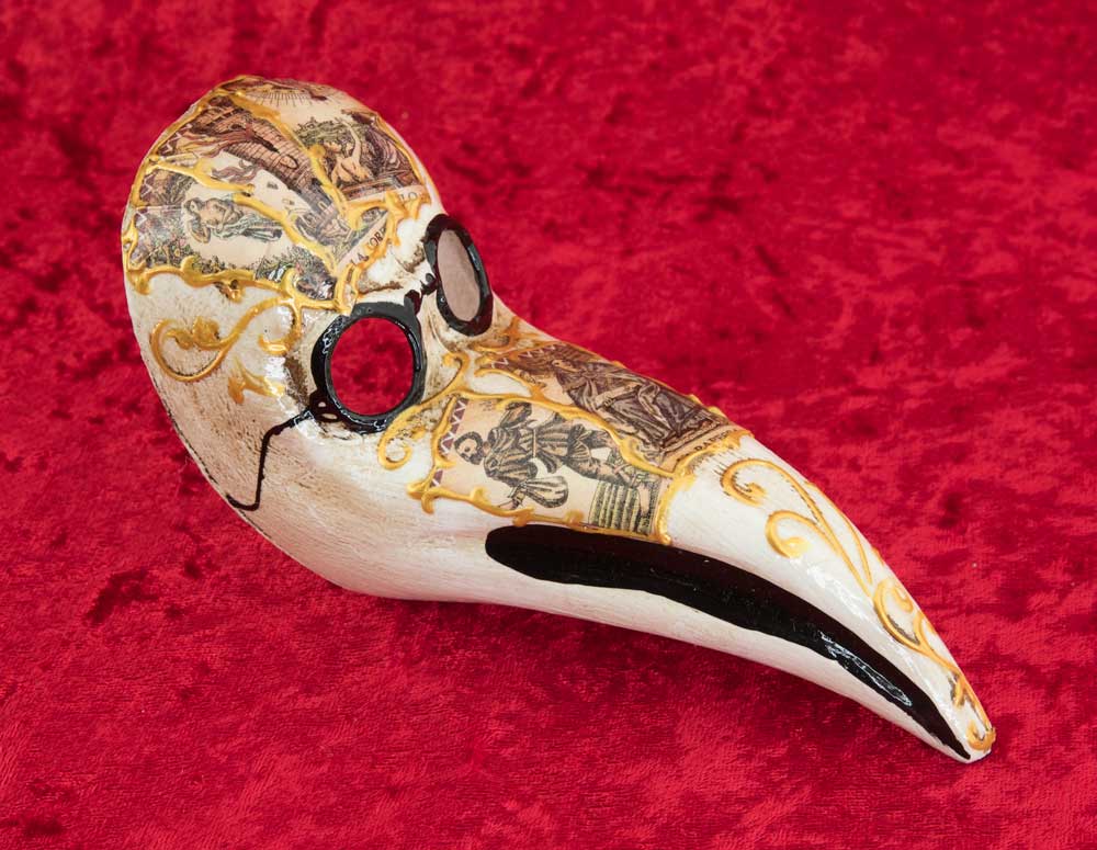 Masque Miniature Docteur de la Peste Motif Tarot – Artisanat Authentique de Venise