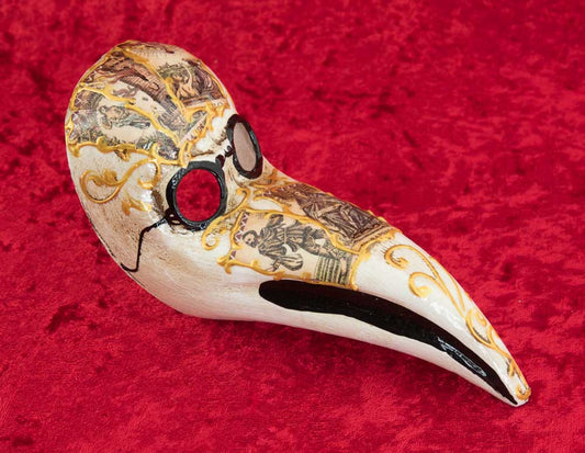 Masque Miniature Docteur de la Peste Motif Tarot – Artisanat Authentique de Venise
